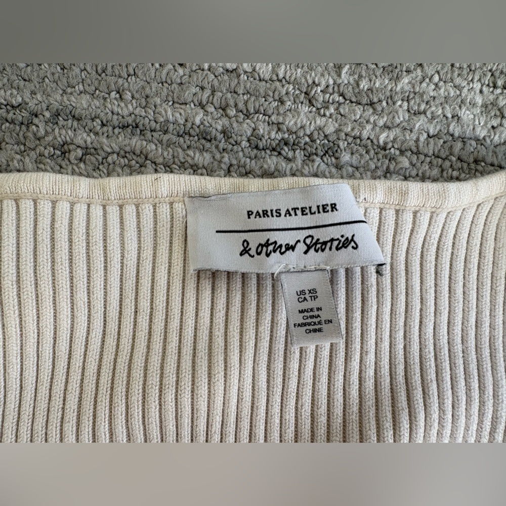 & Other Stories Cream Ribbed Knit - Picture 2 of 3